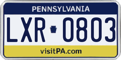 PA license plate LXR0803