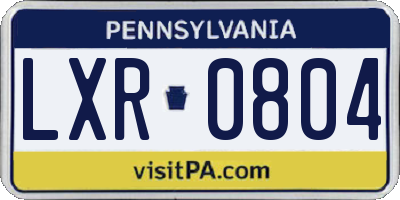 PA license plate LXR0804
