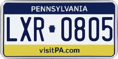 PA license plate LXR0805