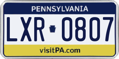 PA license plate LXR0807
