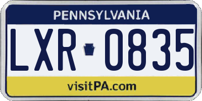 PA license plate LXR0835
