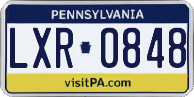PA license plate LXR0848