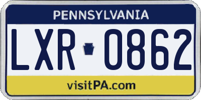 PA license plate LXR0862
