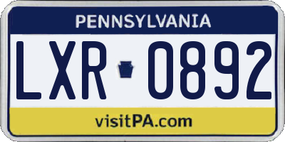 PA license plate LXR0892