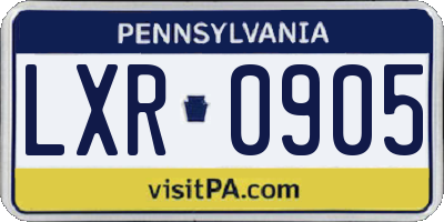 PA license plate LXR0905