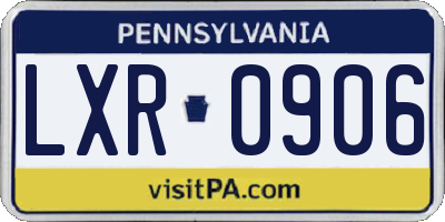 PA license plate LXR0906