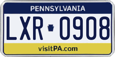PA license plate LXR0908