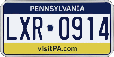 PA license plate LXR0914