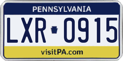 PA license plate LXR0915