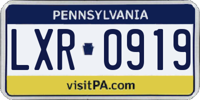 PA license plate LXR0919