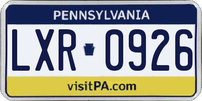 PA license plate LXR0926