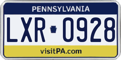 PA license plate LXR0928