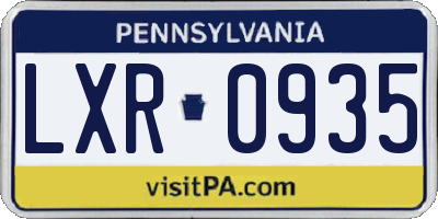 PA license plate LXR0935