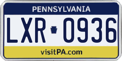 PA license plate LXR0936
