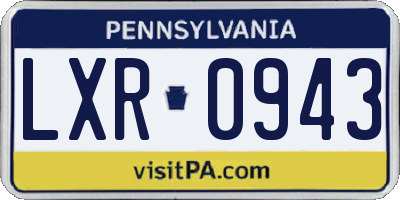 PA license plate LXR0943