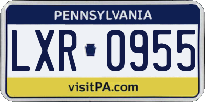 PA license plate LXR0955