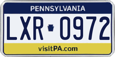 PA license plate LXR0972