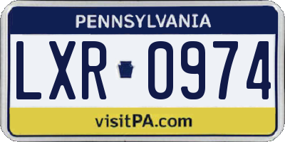 PA license plate LXR0974