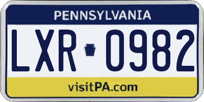 PA license plate LXR0982