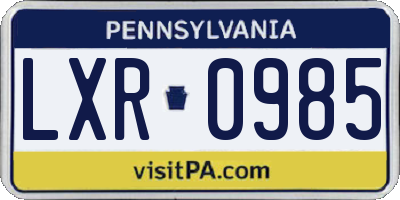 PA license plate LXR0985