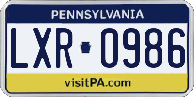 PA license plate LXR0986