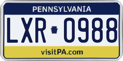 PA license plate LXR0988