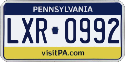 PA license plate LXR0992
