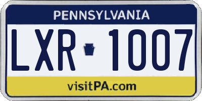 PA license plate LXR1007
