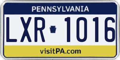 PA license plate LXR1016