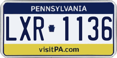 PA license plate LXR1136