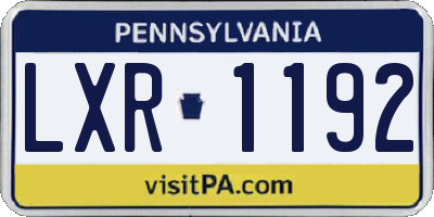 PA license plate LXR1192