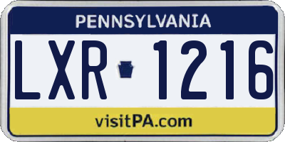 PA license plate LXR1216