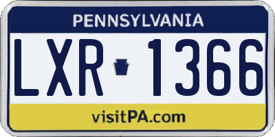 PA license plate LXR1366