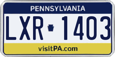 PA license plate LXR1403