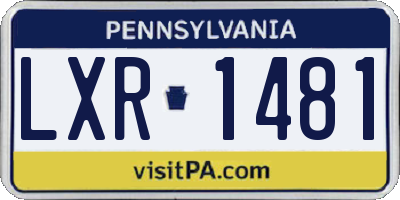 PA license plate LXR1481