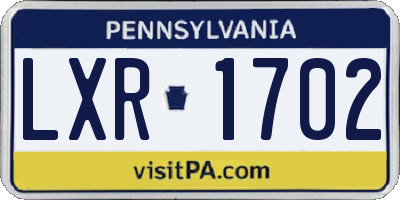 PA license plate LXR1702