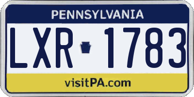 PA license plate LXR1783