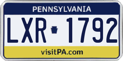 PA license plate LXR1792
