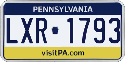 PA license plate LXR1793