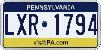 PA license plate LXR1794