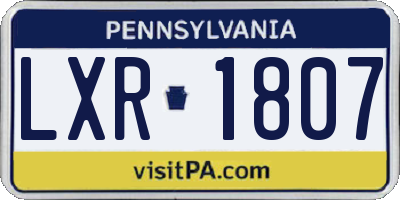 PA license plate LXR1807