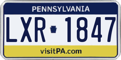 PA license plate LXR1847