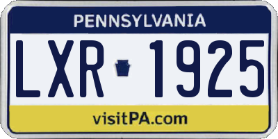 PA license plate LXR1925