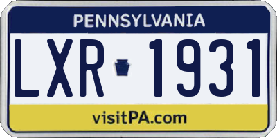 PA license plate LXR1931