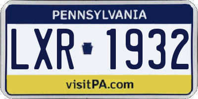 PA license plate LXR1932