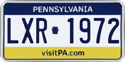 PA license plate LXR1972