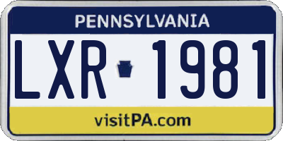 PA license plate LXR1981