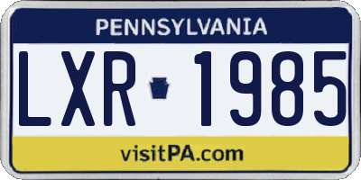 PA license plate LXR1985