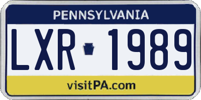 PA license plate LXR1989