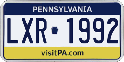 PA license plate LXR1992